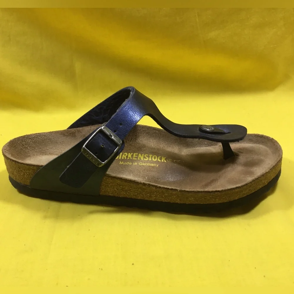 Birkenstock Blue Leather Thong Sandals SZ 39 gently used